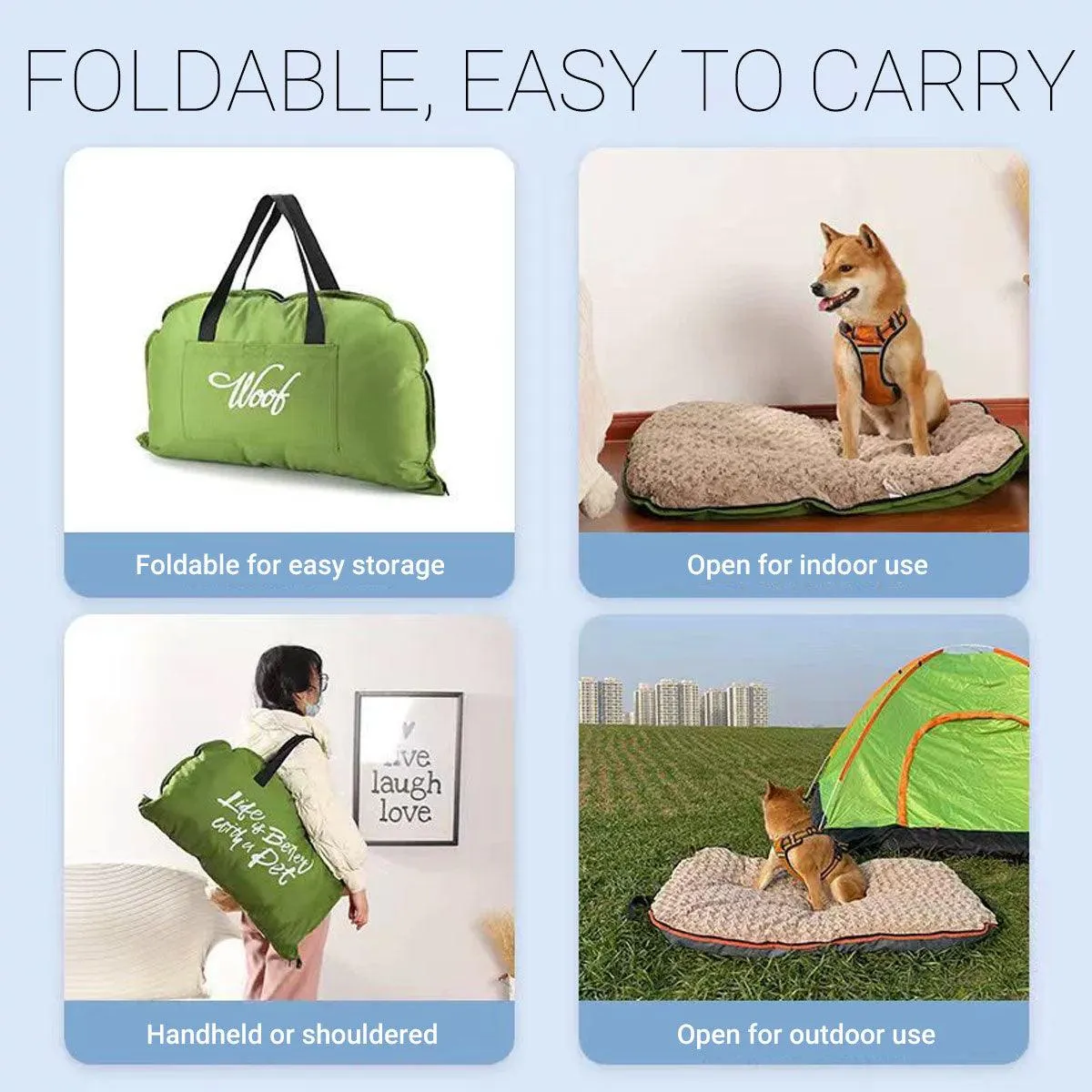 Portable Folding Pet Kennel Zippered Outdoor Dog Bed Travel Mat Waterproof