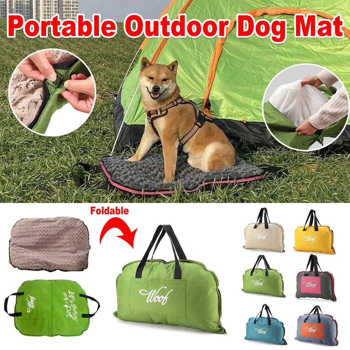 Portable Folding Pet Kennel Zippered Outdoor Dog Bed Travel Mat Waterproof