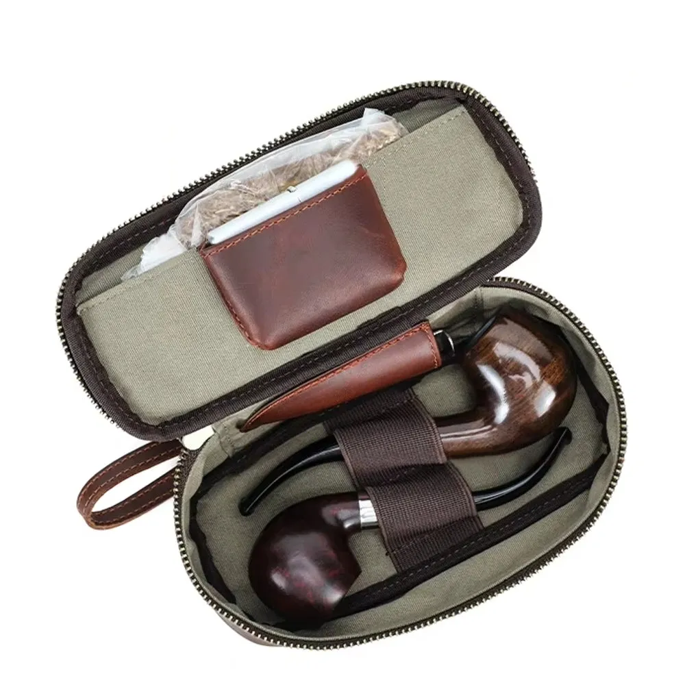 Portable Herb Smoke Pipe Case Leather Bag