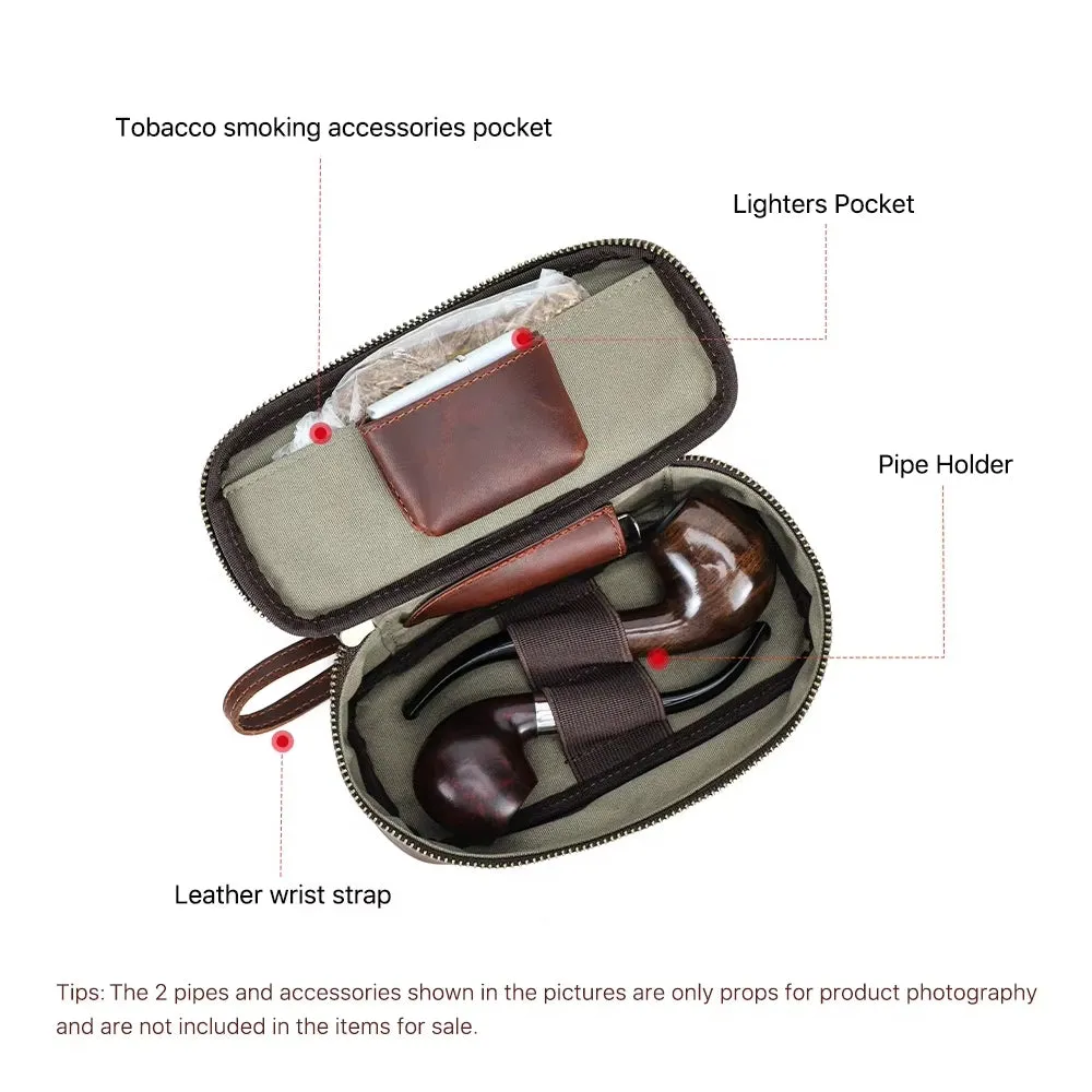 Portable Herb Smoke Pipe Case Leather Bag