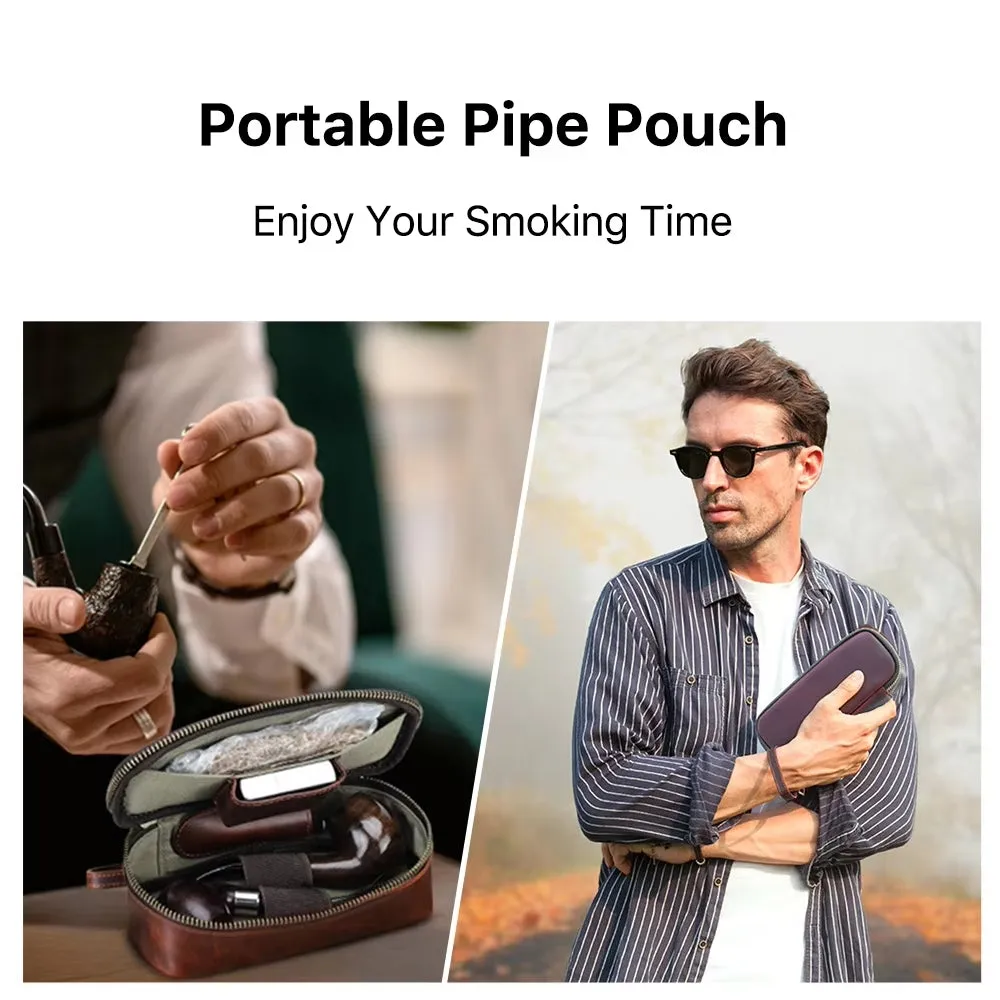 Portable Herb Smoke Pipe Case Leather Bag
