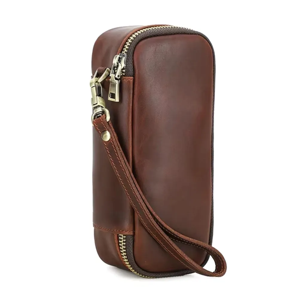 Portable Herb Smoke Pipe Case Leather Bag