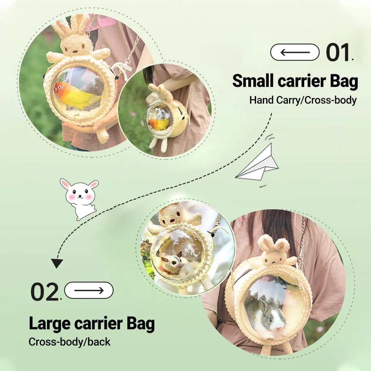 Portable Pet Carrier Bag for Hamster Chinchilla Breathable Travel Shoulder Bag