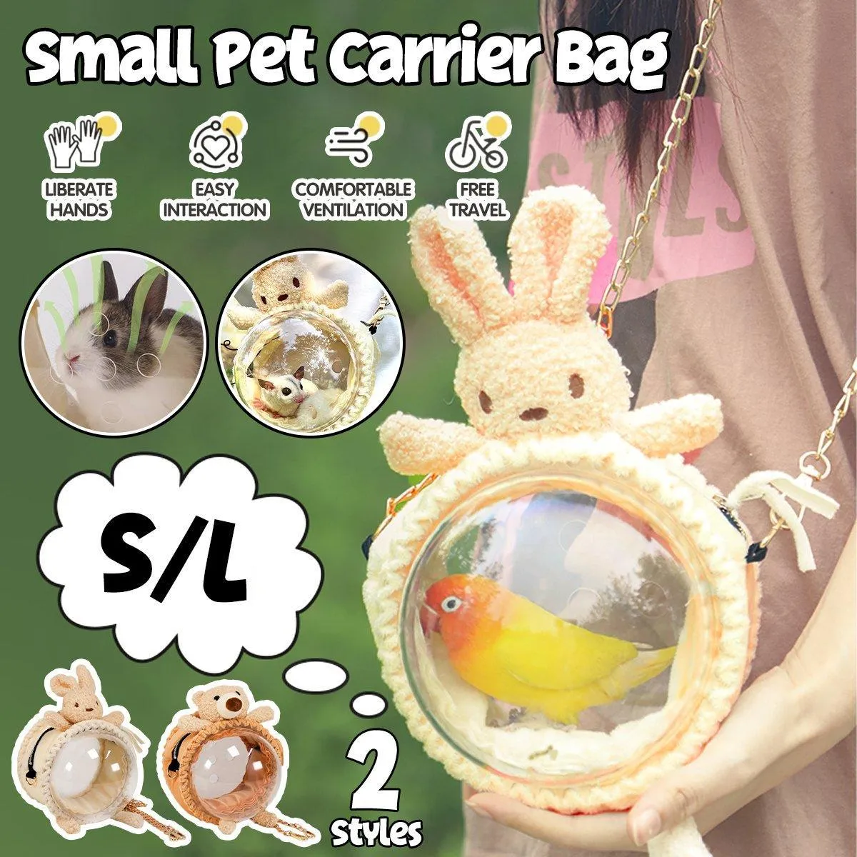 Portable Pet Carrier Bag for Hamster Chinchilla Breathable Travel Shoulder Bag