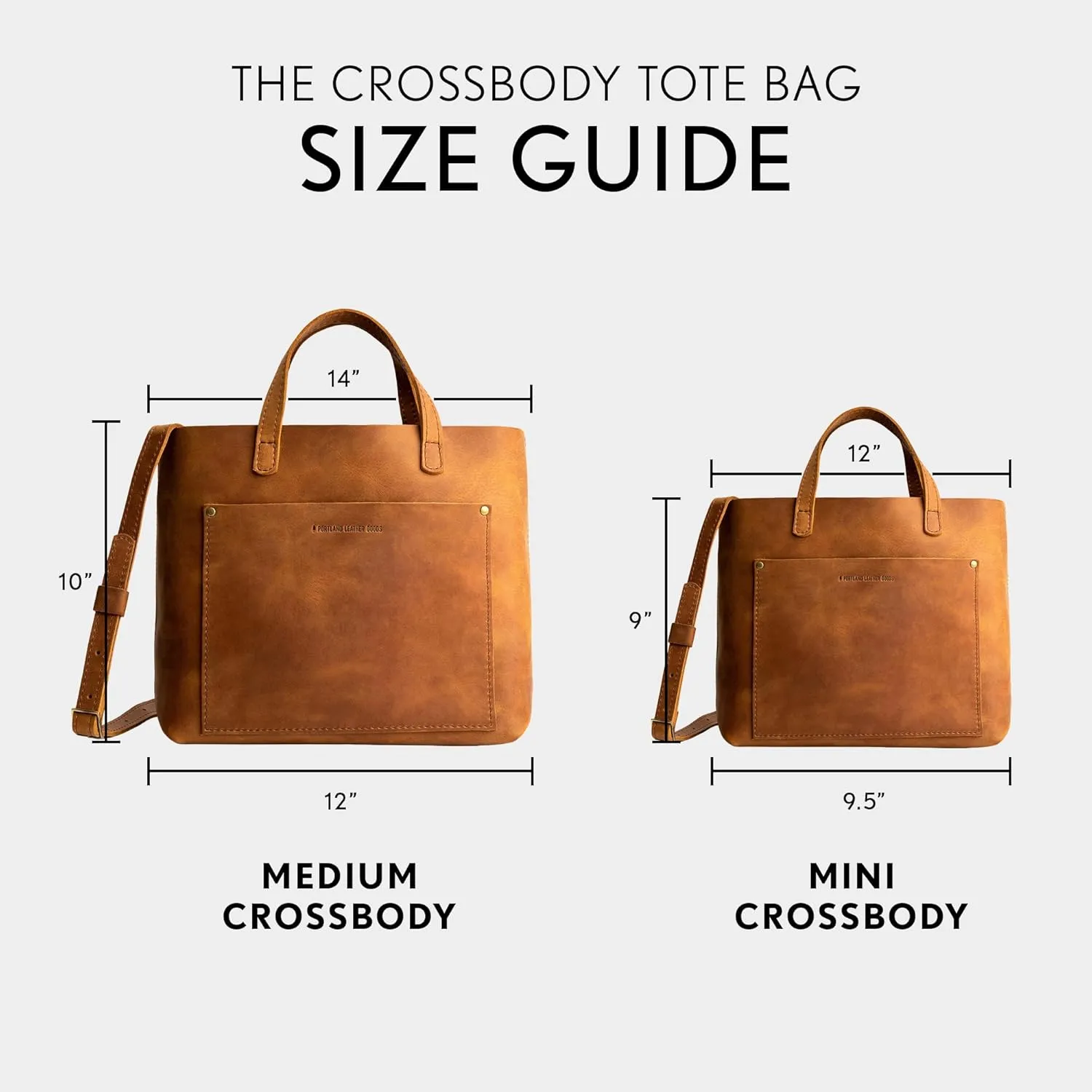 Portland Leather Goods Medium Crossbody Tote for Women – Handmade from the Finest Full-Grain Hides