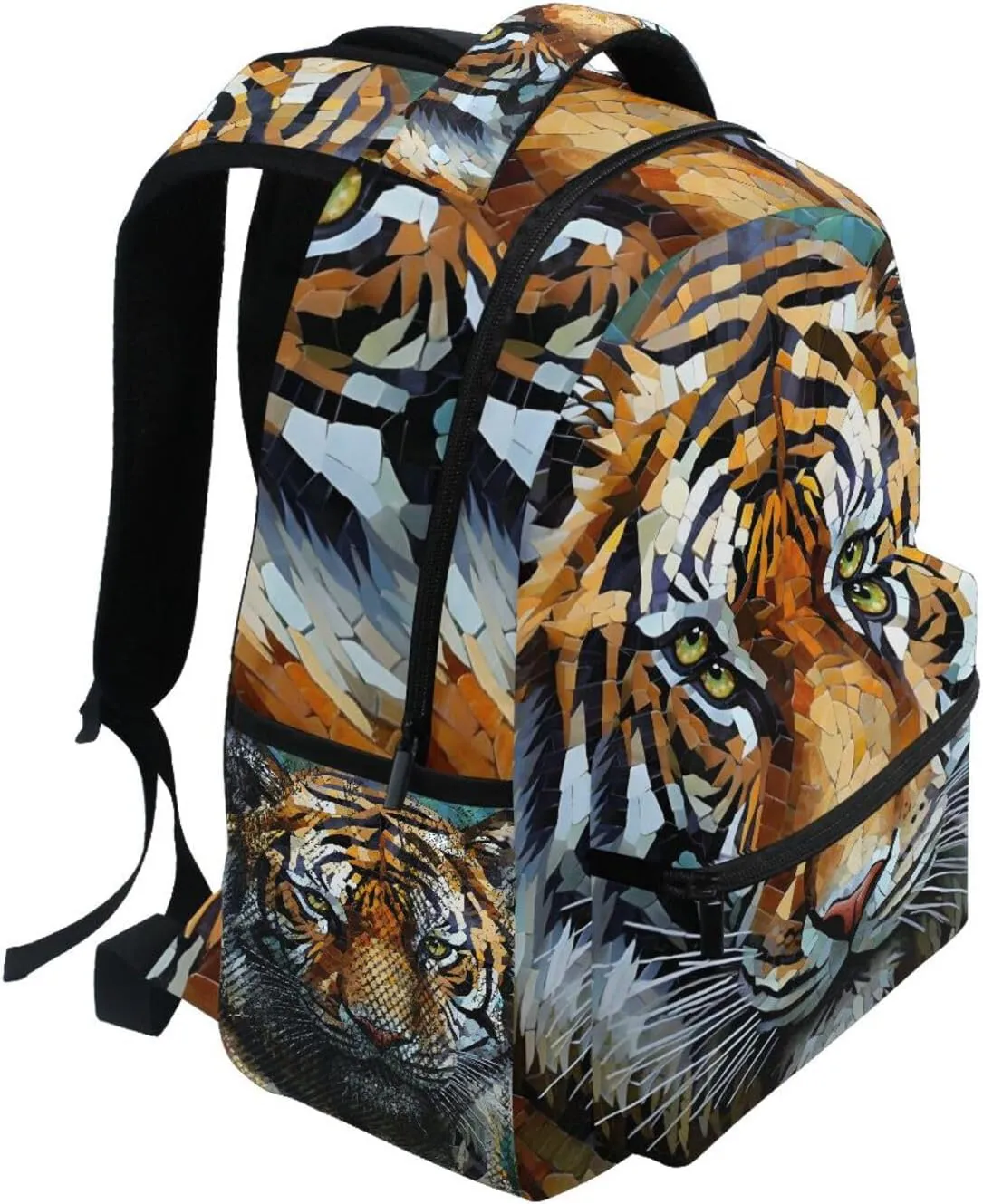 Portrait Mosaic Big Cat Backpack Daypack Shoulder Bag Book Bag Lightweight Back Pack 11.4 ×16 In