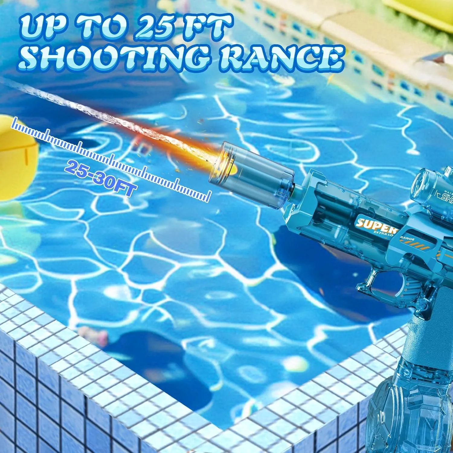 Powerful Electric Water Gun - Squirt Gun for Adult with Battery Powered Large Capacity Strongest Super Water Soaker Blaster Gun with Light for Kid Boy Toy for Pool Swimming Summer Outdoor