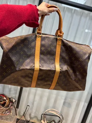 Preloved Louis Vuitton Keepall 55 Monogram Canvas Duffle Bag, Brown