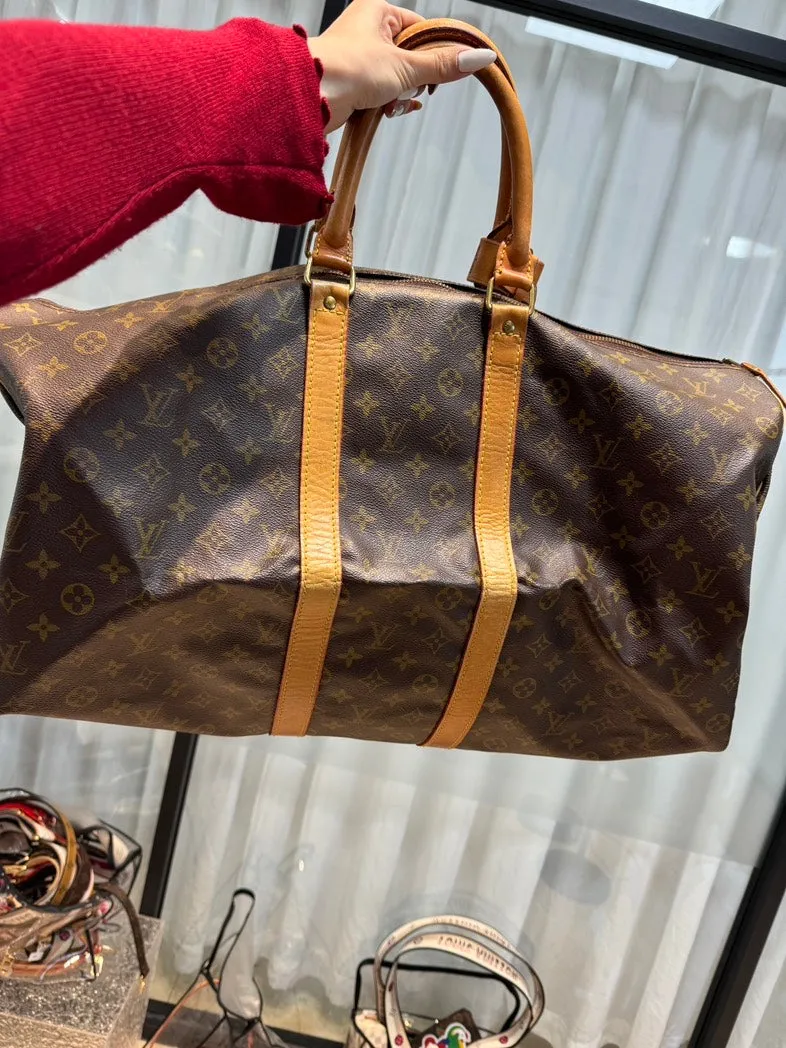 Preloved Louis Vuitton Keepall 55 Monogram Canvas Duffle Bag, Brown