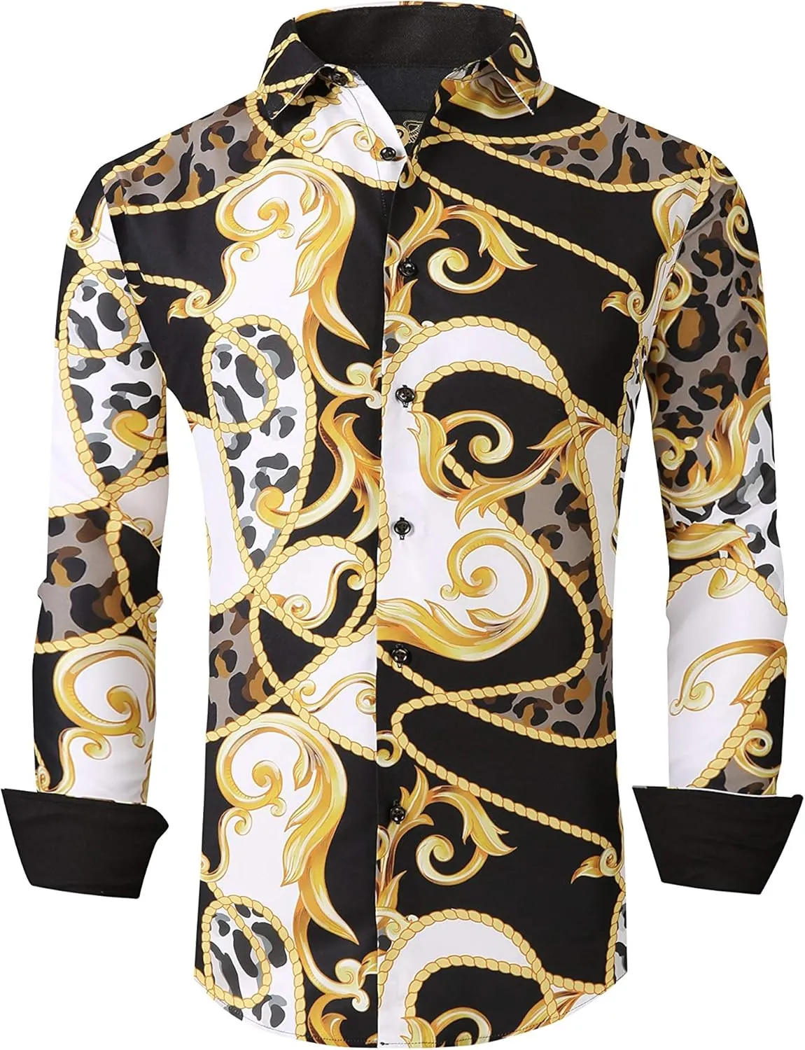 Premiere Men's Colorful Paisley Designer Fashion Dress Shirt Floral Casual Shirt Woven Long Sleeve Button Down Shirt