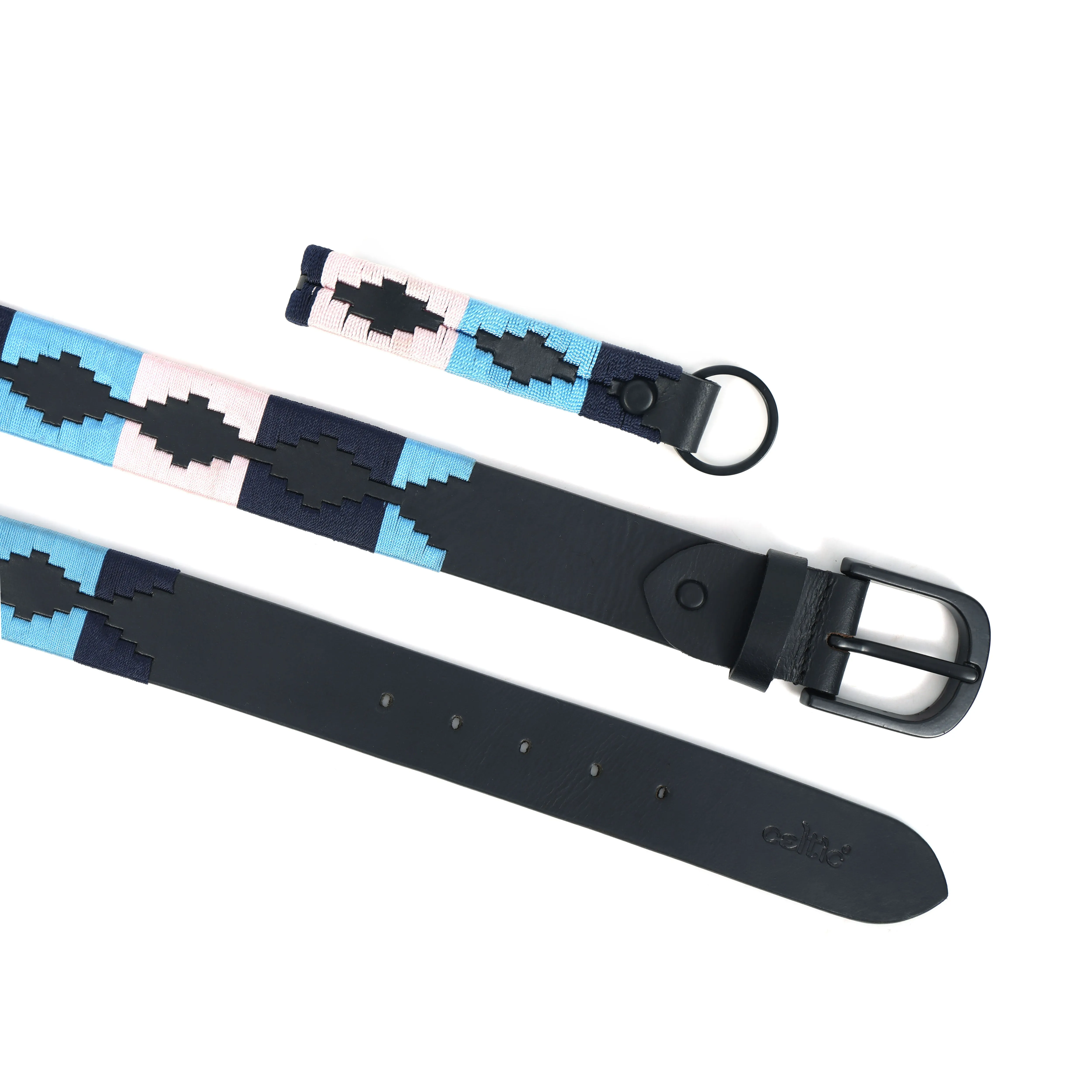 Premium Black Leather Black Buckle Belt with Multi-Color Stitching – Stylish & Durable.LB-875