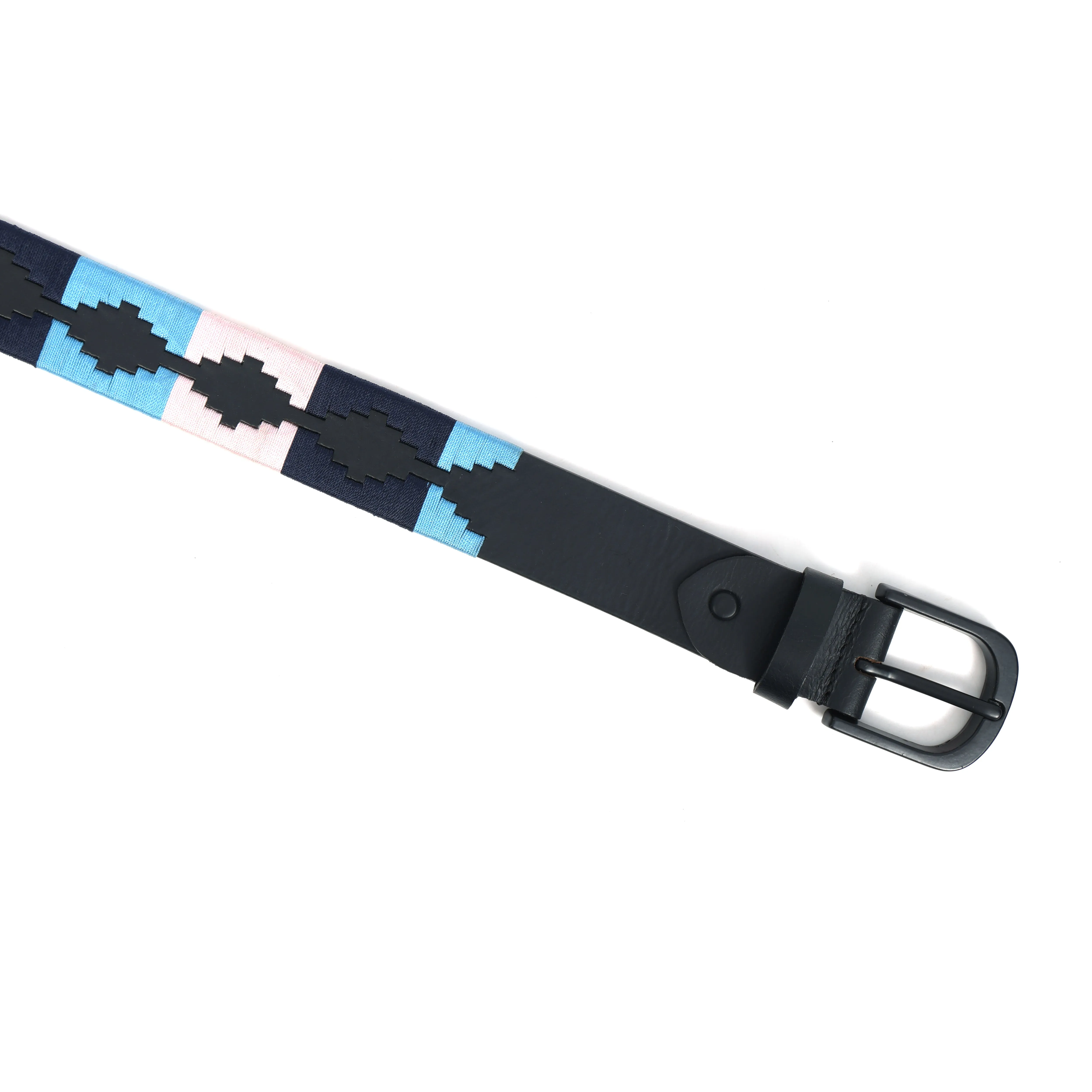 Premium Black Leather Black Buckle Belt with Multi-Color Stitching – Stylish & Durable.LB-875