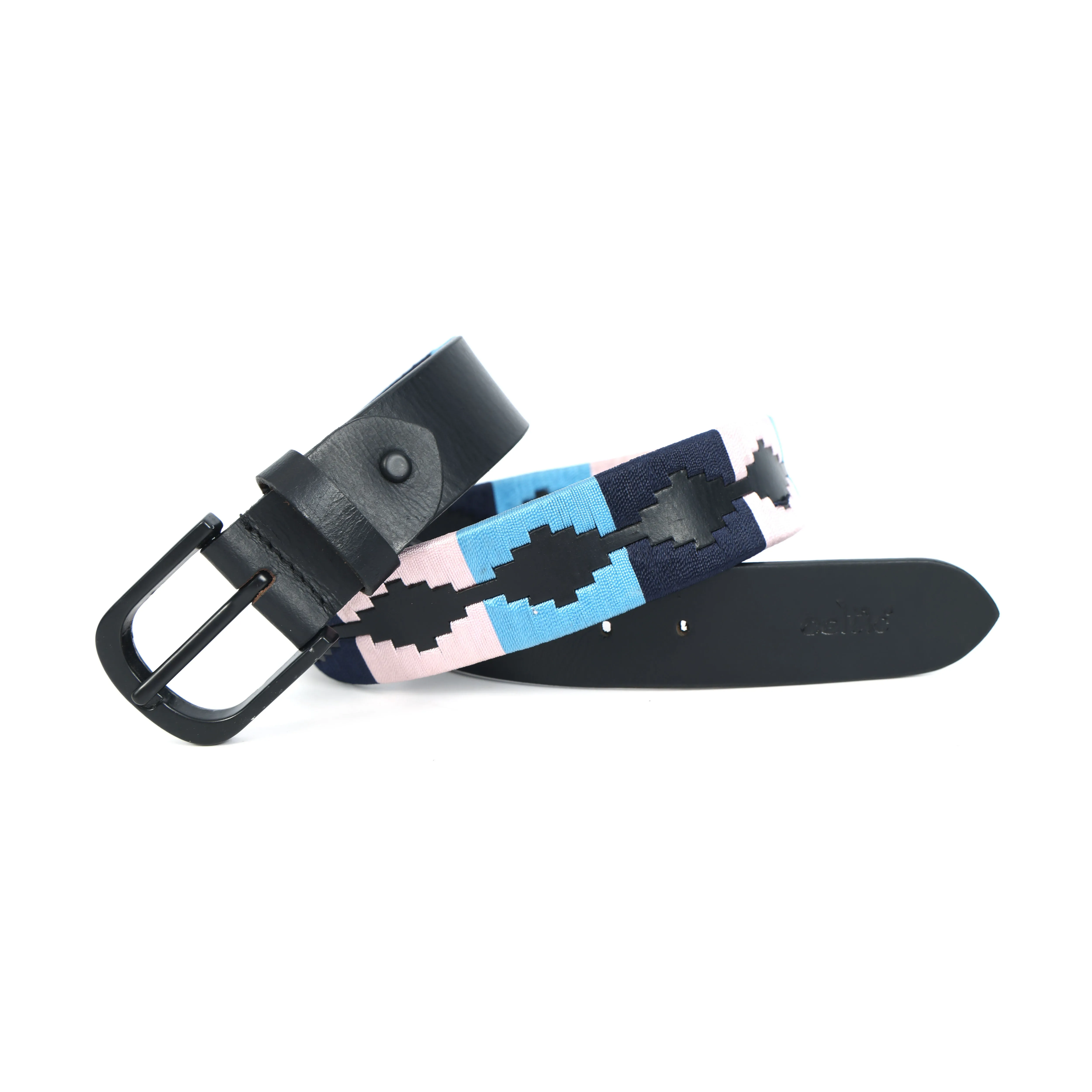 Premium Black Leather Black Buckle Belt with Multi-Color Stitching – Stylish & Durable.LB-875