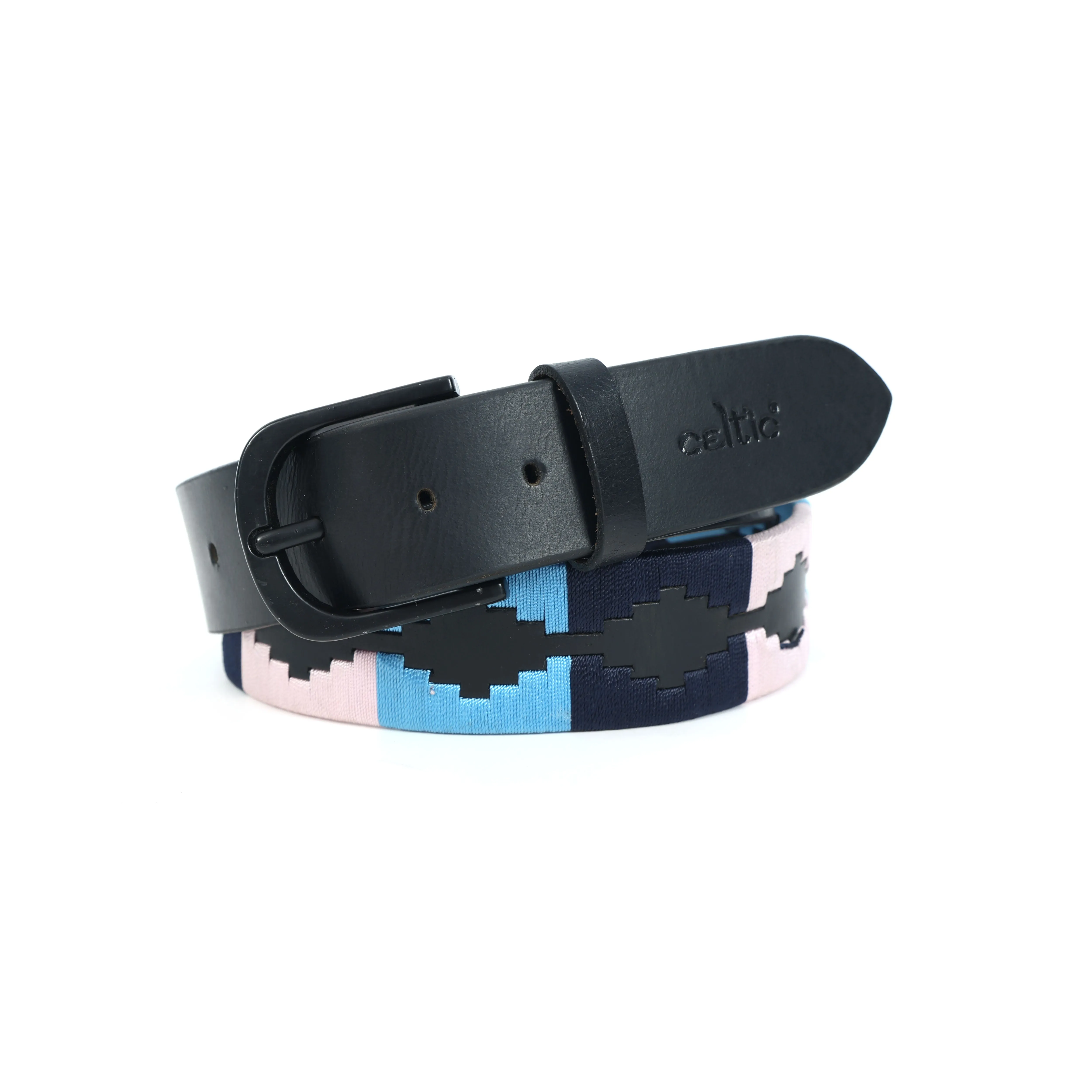 Premium Black Leather Black Buckle Belt with Multi-Color Stitching – Stylish & Durable.LB-875