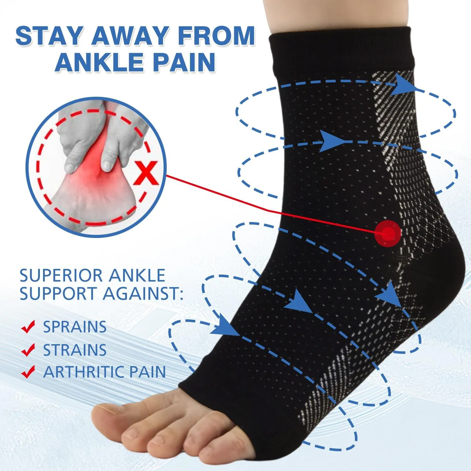 Premium Compression Plantar Fasciitis Socks for Women & Men - Arch & Ankle Support, Heel Pain Relief, Breathable Open Toe Design for Comfort and Quick Dry
