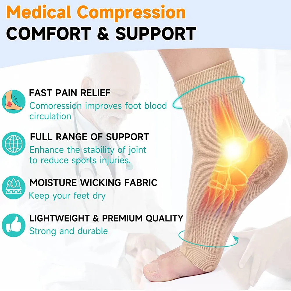 Premium Compression Plantar Fasciitis Socks for Women & Men - Arch & Ankle Support, Heel Pain Relief, Breathable Open Toe Design for Comfort and Quick Dry