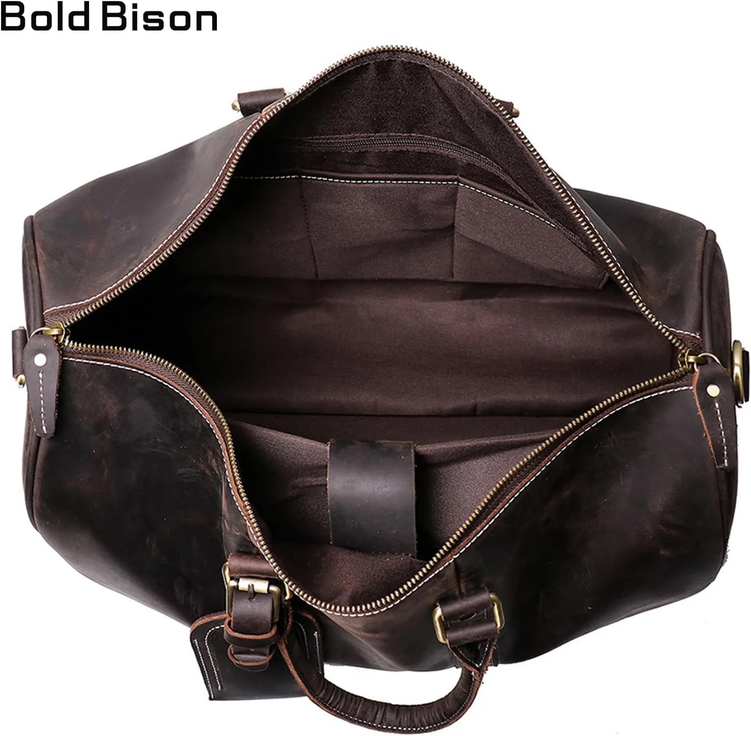 Premium Genuine Leather Travel Bag, Vintage-Style 17.7-inch Carry-On Duffel for Men and Women - Large Capacity and Durable Design, Brown, Black or Coffee (Coffee)