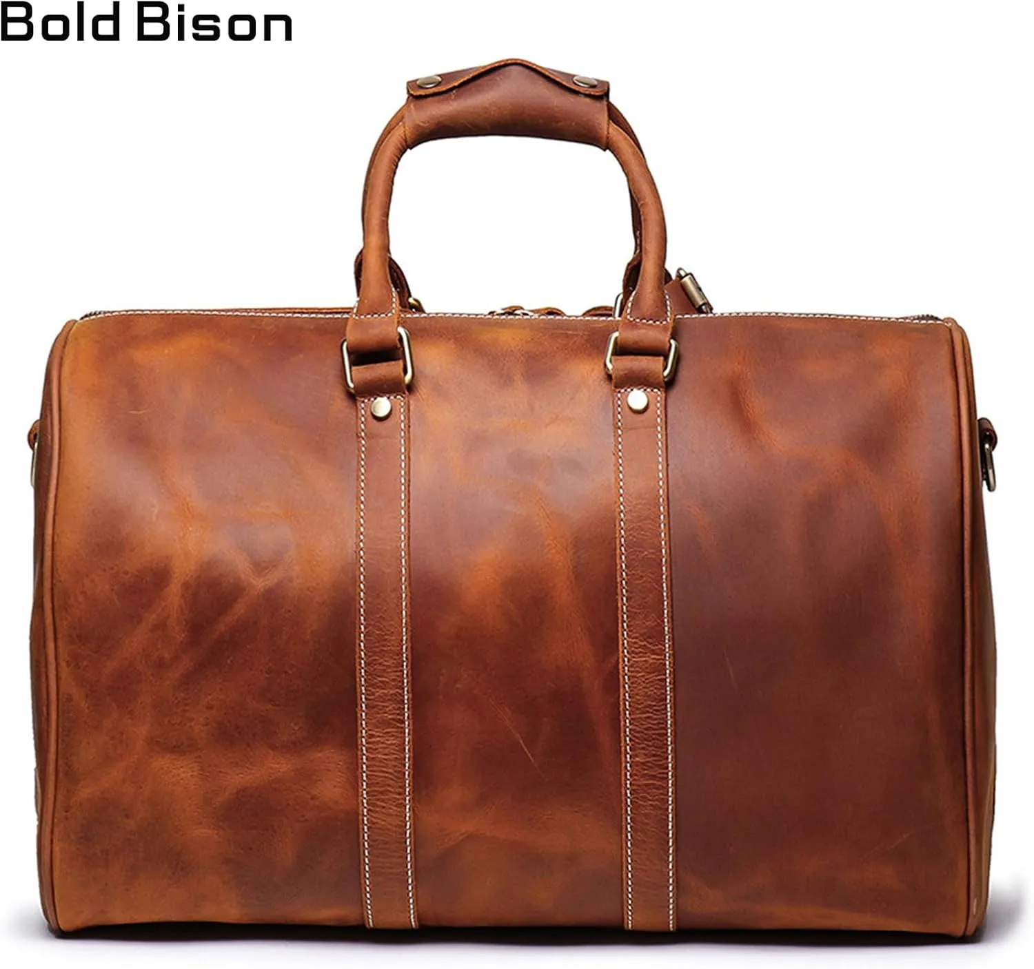Premium Genuine Leather Travel Bag, Vintage-Style 17.7-inch Carry-On Duffel for Men and Women - Large Capacity and Durable Design
