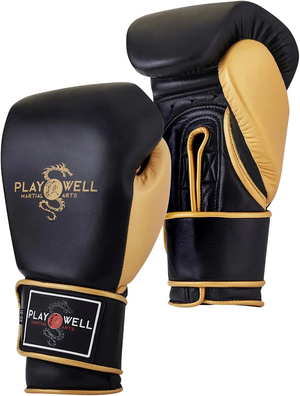Premium Gold Leather Champion Series Boxing Sparring Gloves - Pair
