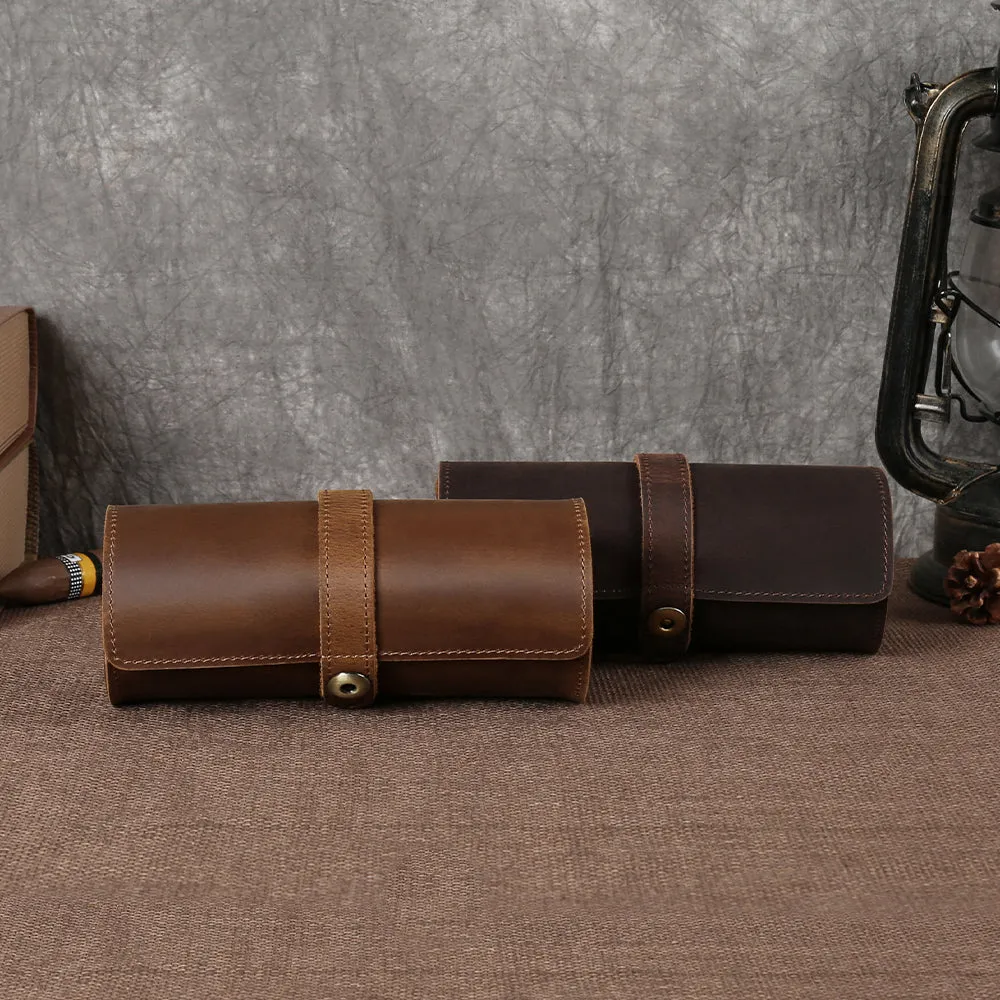 Premium Vintage Fisheye Suction Buckle Genuine Leather Unisex Watch Case