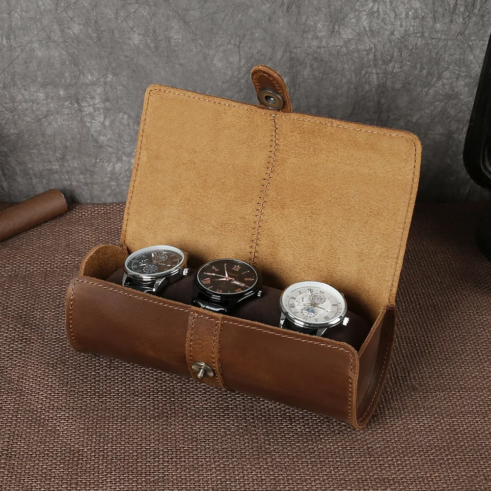 Premium Vintage Fisheye Suction Buckle Genuine Leather Unisex Watch Case