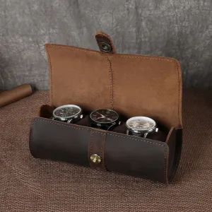 Premium Vintage Fisheye Suction Buckle Genuine Leather Unisex Watch Case