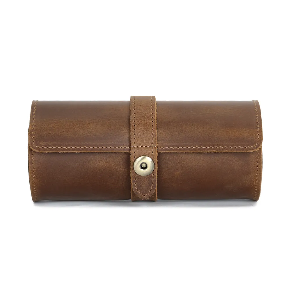 Premium Vintage Fisheye Suction Buckle Genuine Leather Unisex Watch Case
