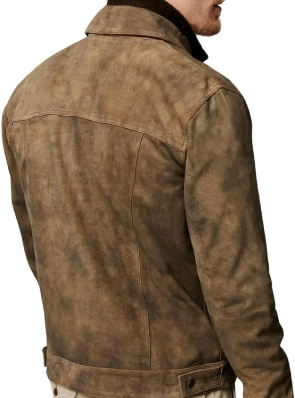 Premium Vintage Trucker Suede Leather Jacket Men Genuine Lambskin Men Leather Jackets Shirt Collar Jackets For Mens