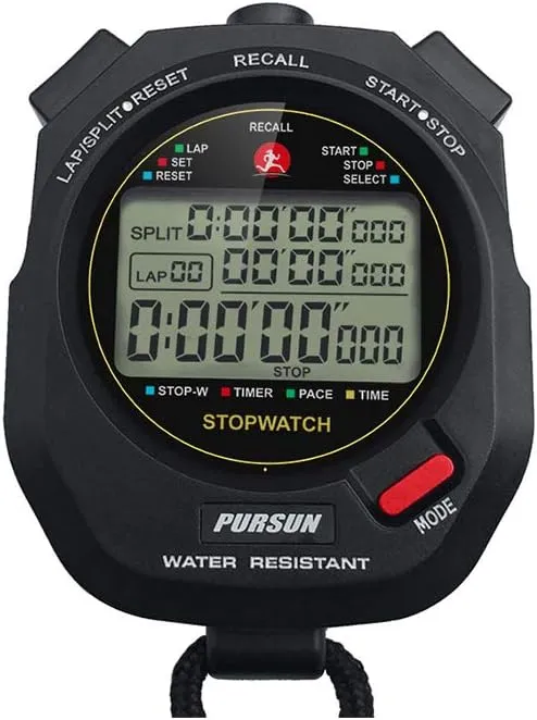Professional Timer Stopwatch, Digital Sports Stopwatch with Countdown Timer, 100 Lap Memory, 0.01 Second Timing,Water Resistant,Multi Functional Stopwatch for Swimming Running Training etc