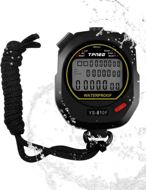 Professional Waterproof Stopwatch for Coaches : 3-Row Large Screen, 10-Group Memory, Pace Mode, Clock, Alarm, Calendar – Perfect for Sports, Swimming, Soccer, Fitness, and Referee Timing Needs