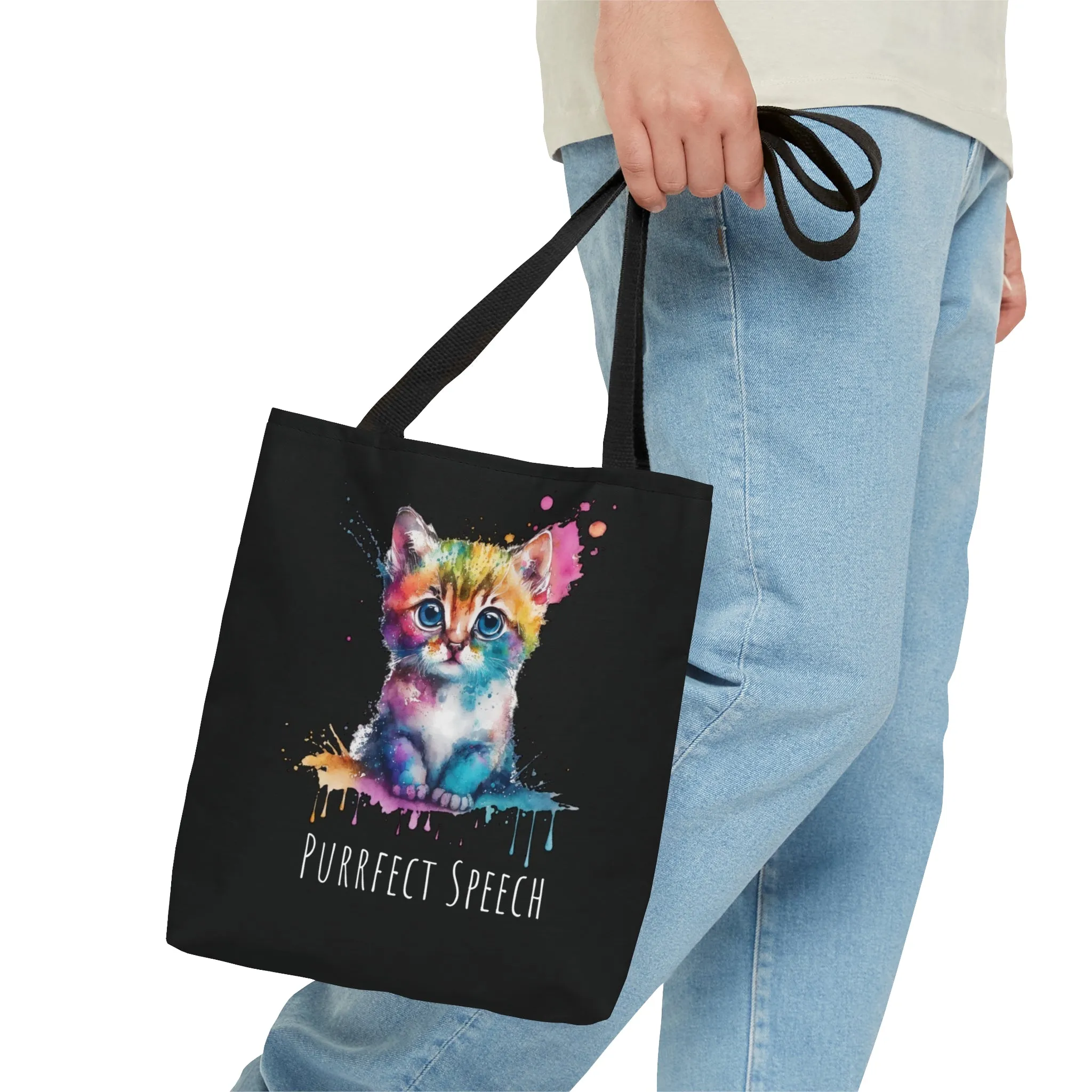 Purrfect Speech Colorful Kitten Tote Bag