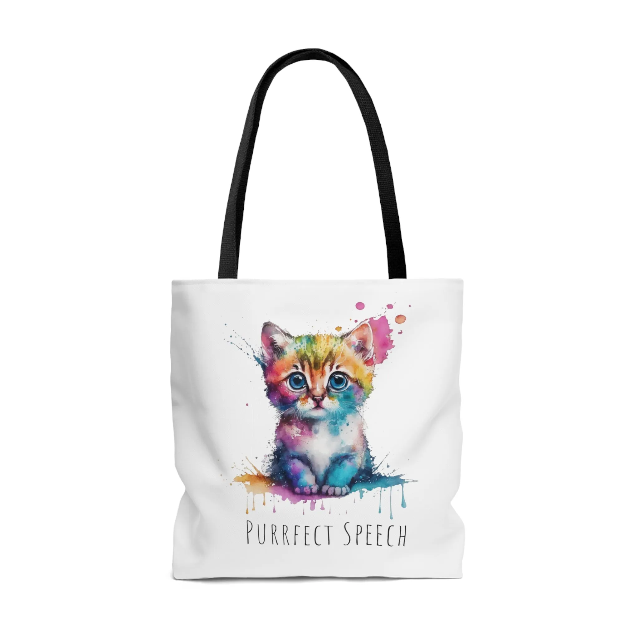 Purrfect Speech Colorful Kitten Tote Bag