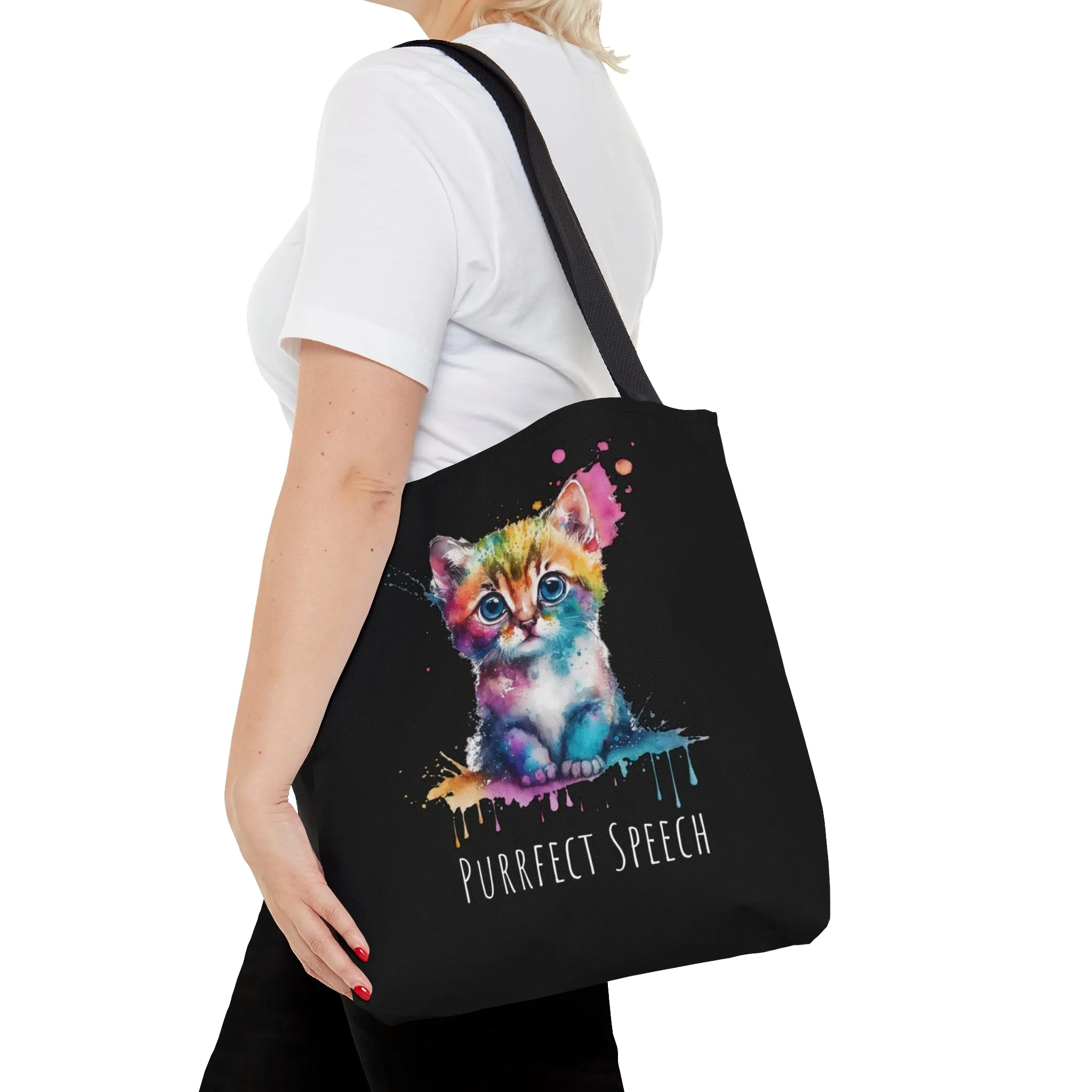 Purrfect Speech Colorful Kitten Tote Bag