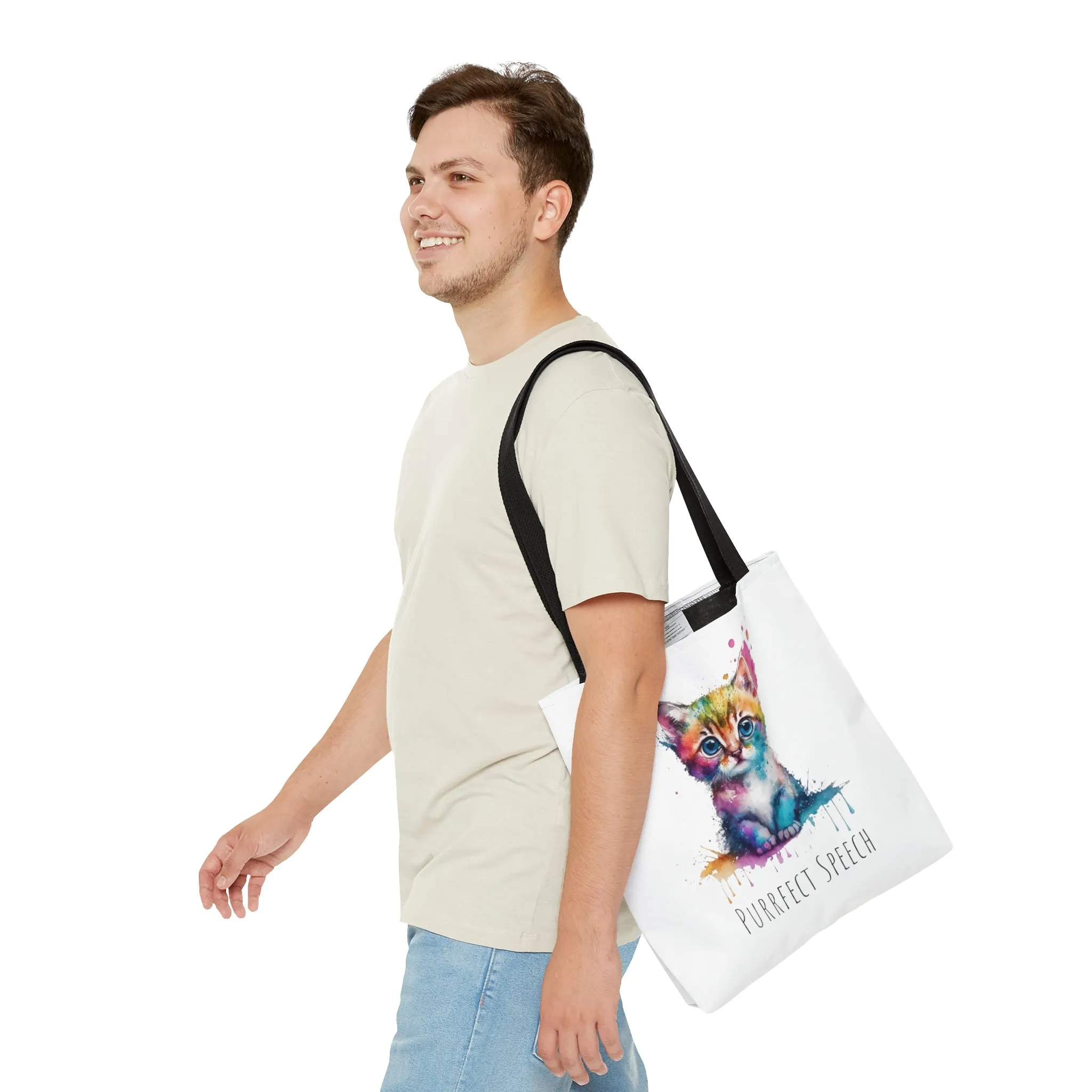 Purrfect Speech Colorful Kitten Tote Bag