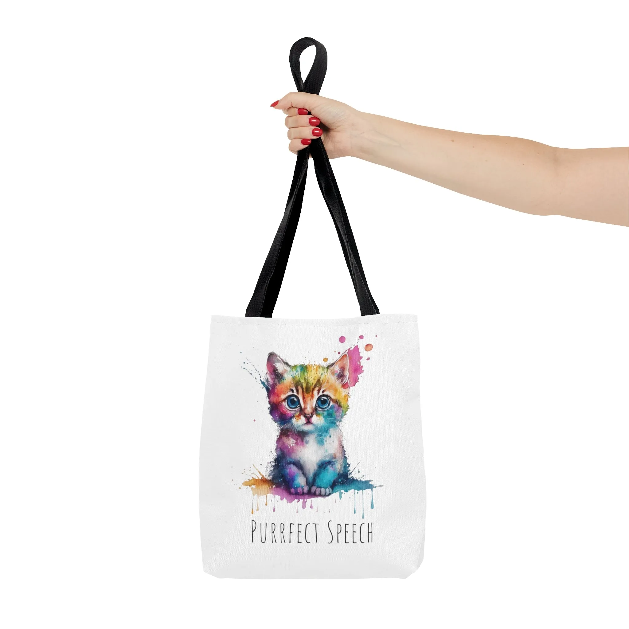 Purrfect Speech Colorful Kitten Tote Bag