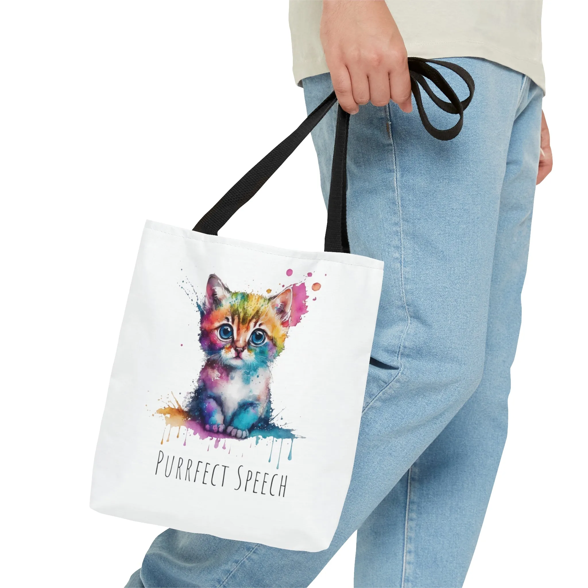Purrfect Speech Colorful Kitten Tote Bag