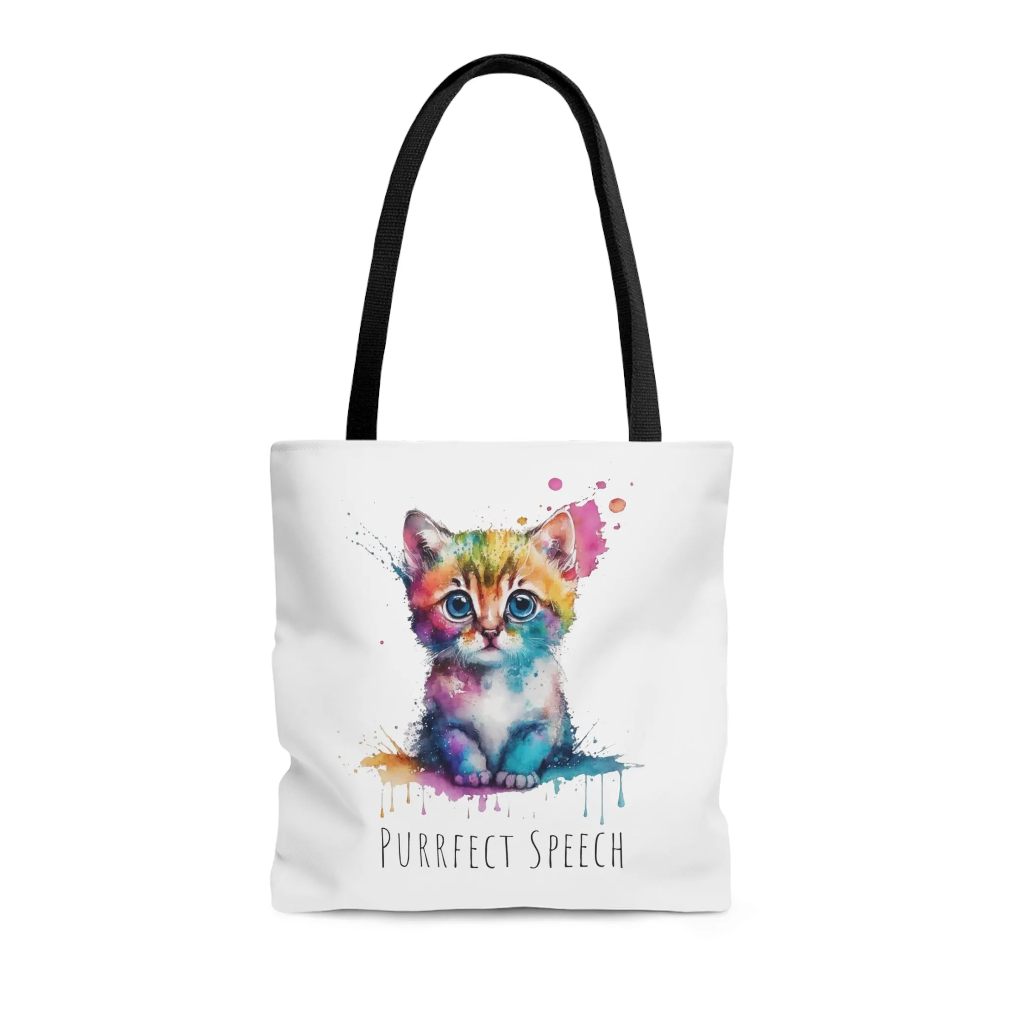 Purrfect Speech Colorful Kitten Tote Bag