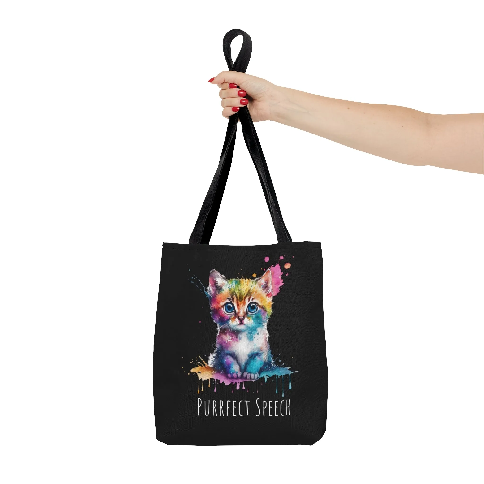 Purrfect Speech Colorful Kitten Tote Bag