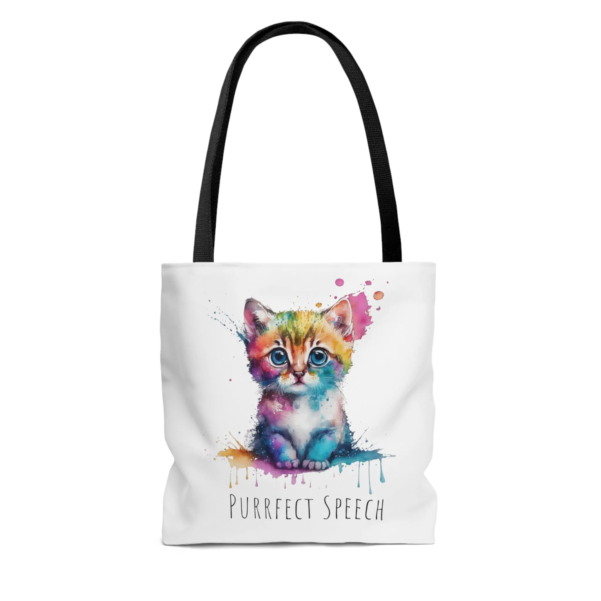 Purrfect Speech Colorful Kitten Tote Bag