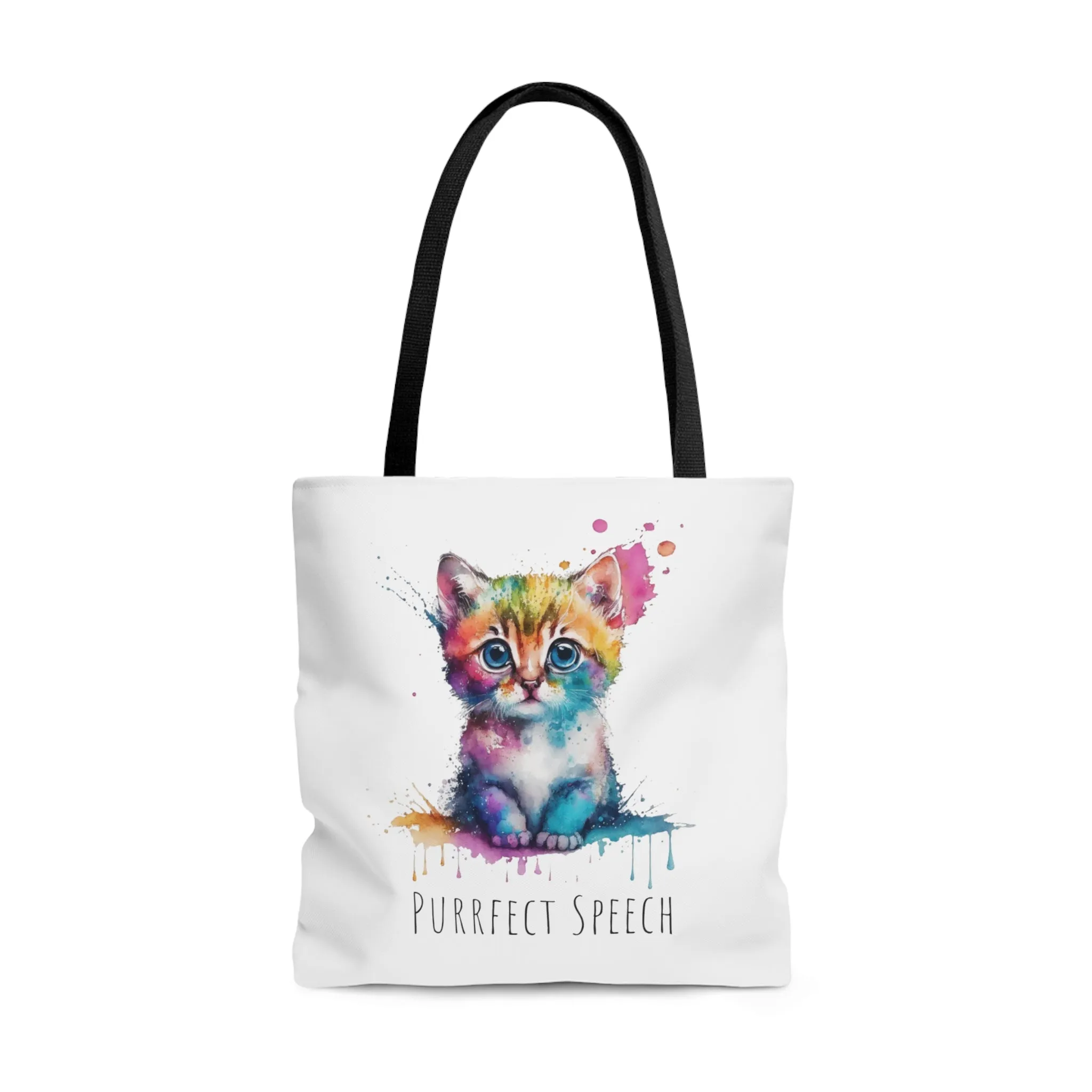 Purrfect Speech Colorful Kitten Tote Bag