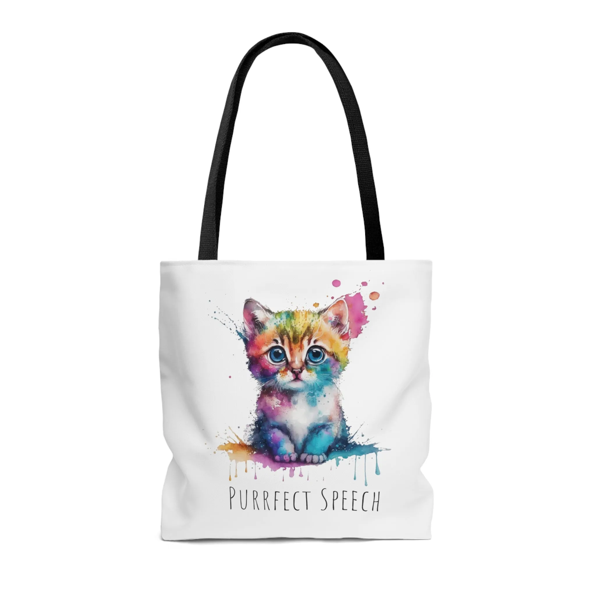 Purrfect Speech Colorful Kitten Tote Bag