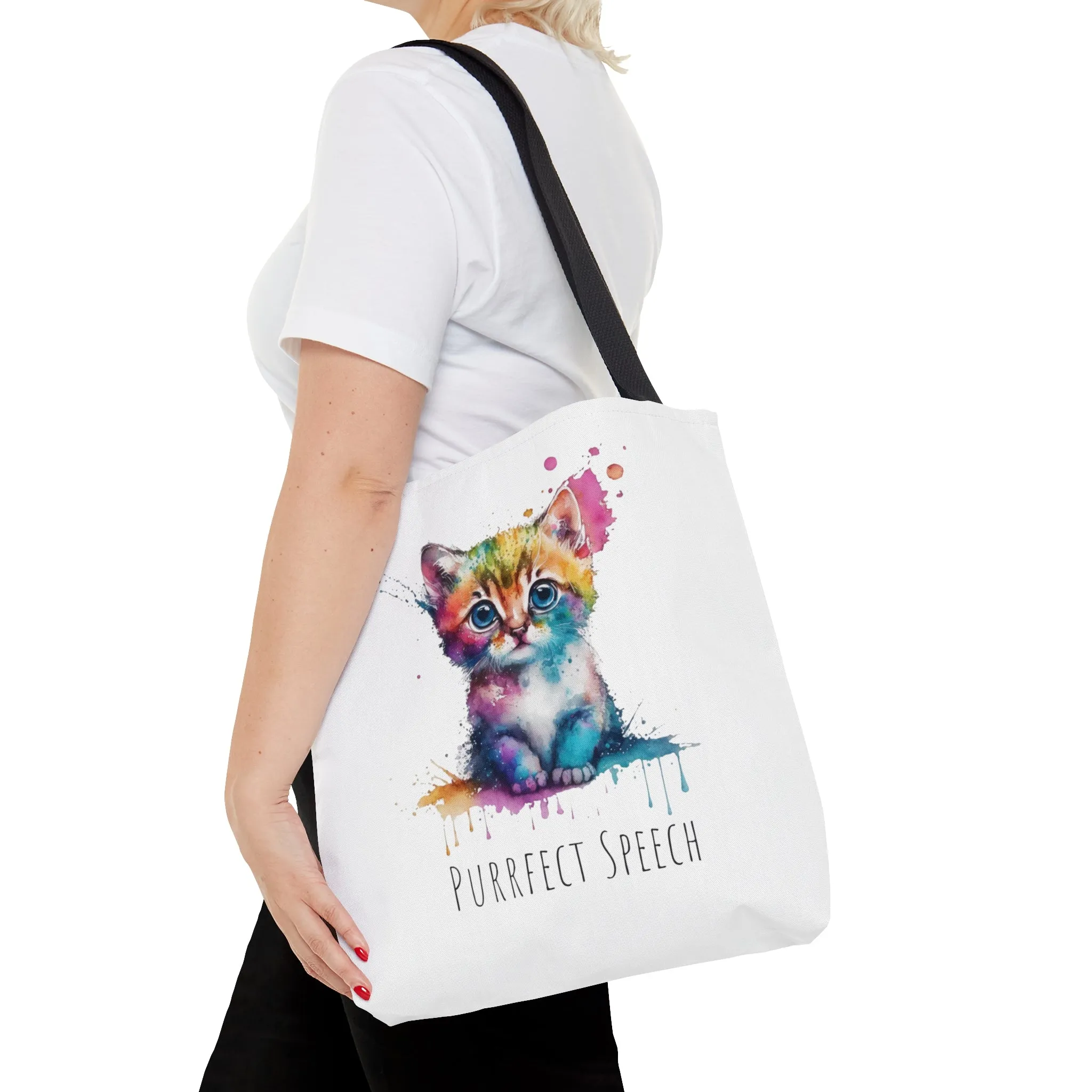 Purrfect Speech Colorful Kitten Tote Bag
