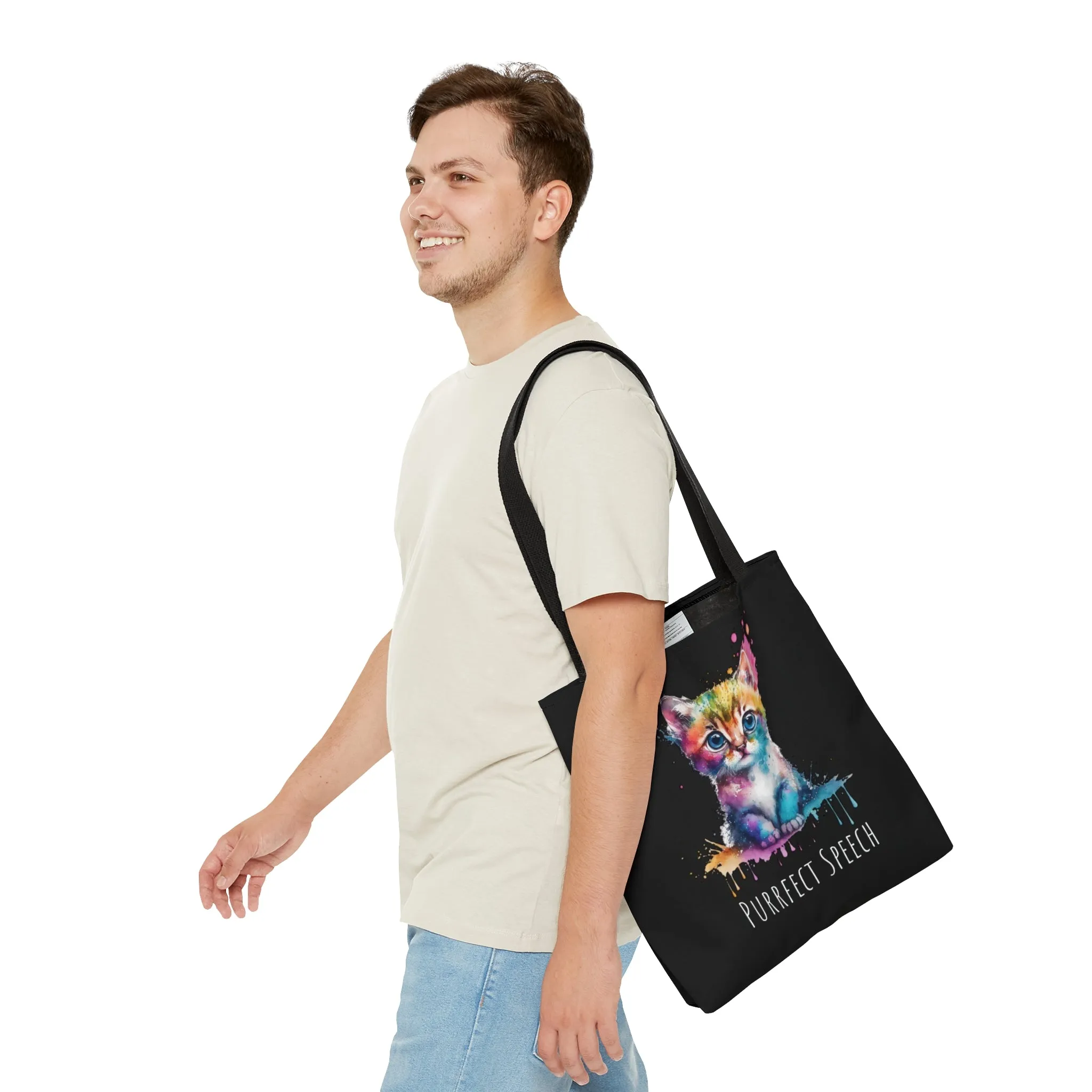 Purrfect Speech Colorful Kitten Tote Bag