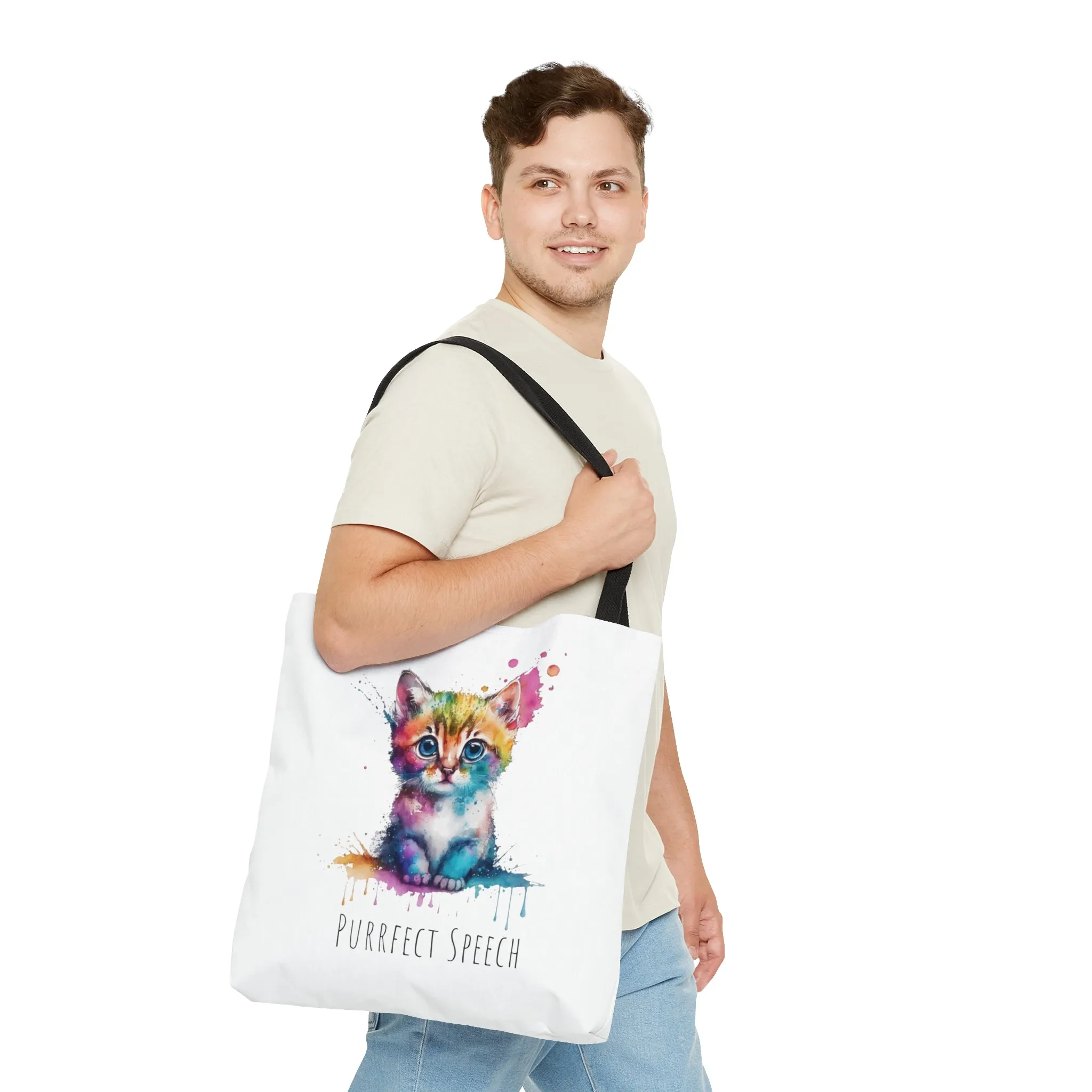 Purrfect Speech Colorful Kitten Tote Bag