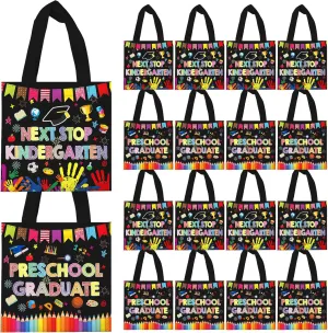 QICI 20Pcs Preschool Graduation Party Favor Bags Kindergarten Graduation Non-woven Bags Goodie Gift for 2025 Preschool Kindergarten Graduation Decorations Supplies