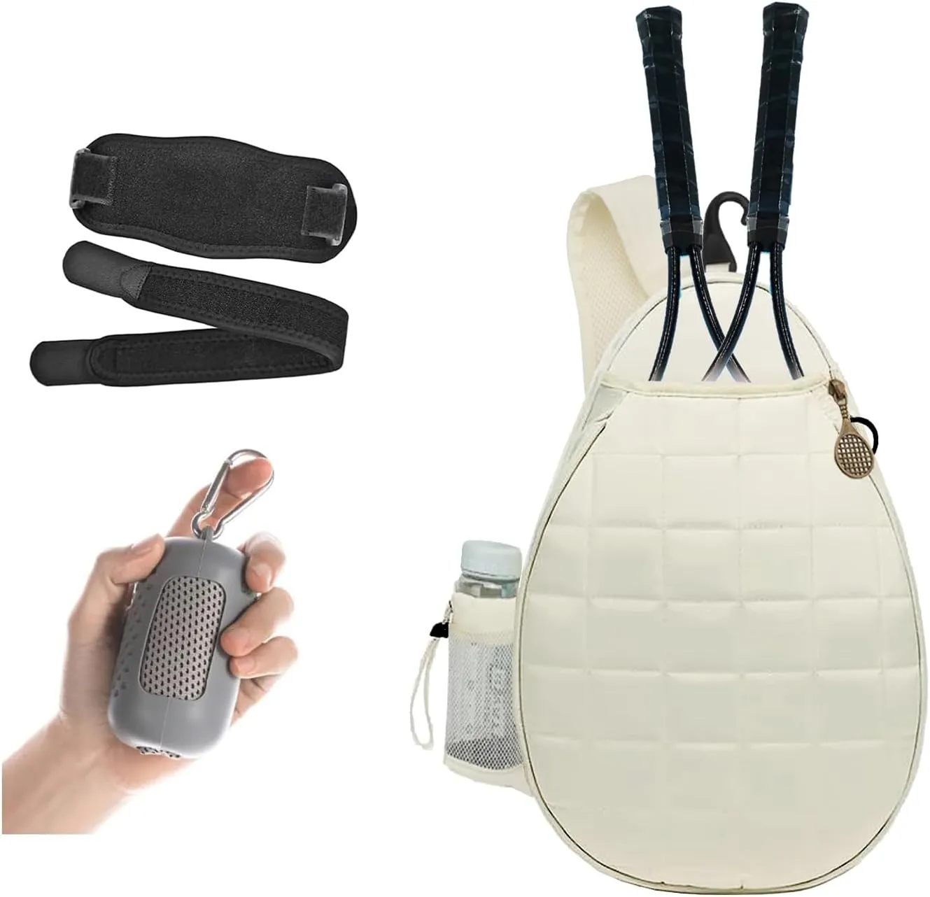 Qulable Lightweight Outdoor Tennis Backpack - Crossbody Tennis Bag for Women and Men, Sling Bag for Tennis Racket, Pickleball Paddles, Badminton Racquet, Including Wristband and Cooling Towel