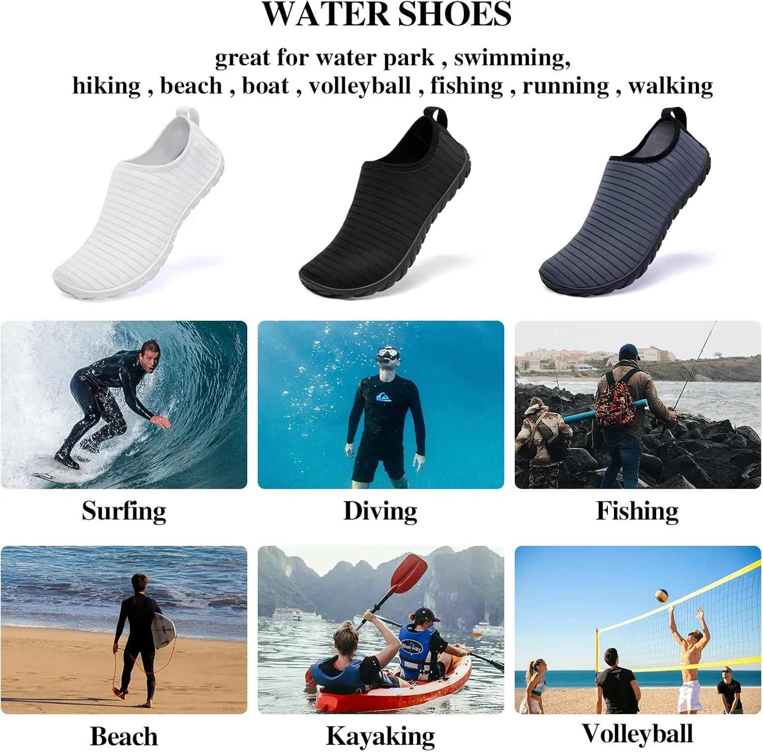 Racqua Water Shoes for Womens and Mens Pool Beach Swim Shoes Breathable Quick-Dry Barefoot Shoes