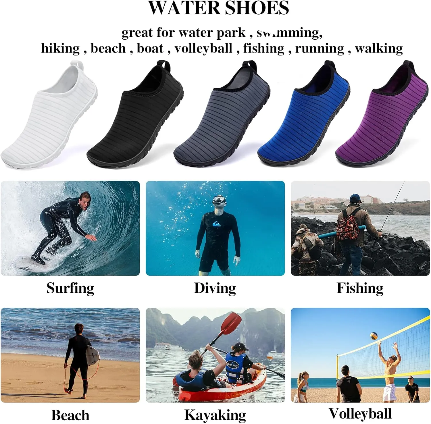 Racqua Water Shoes for Womens and Mens Pool Beach Swim Shoes Breathable Quick-Dry Barefoot Shoes