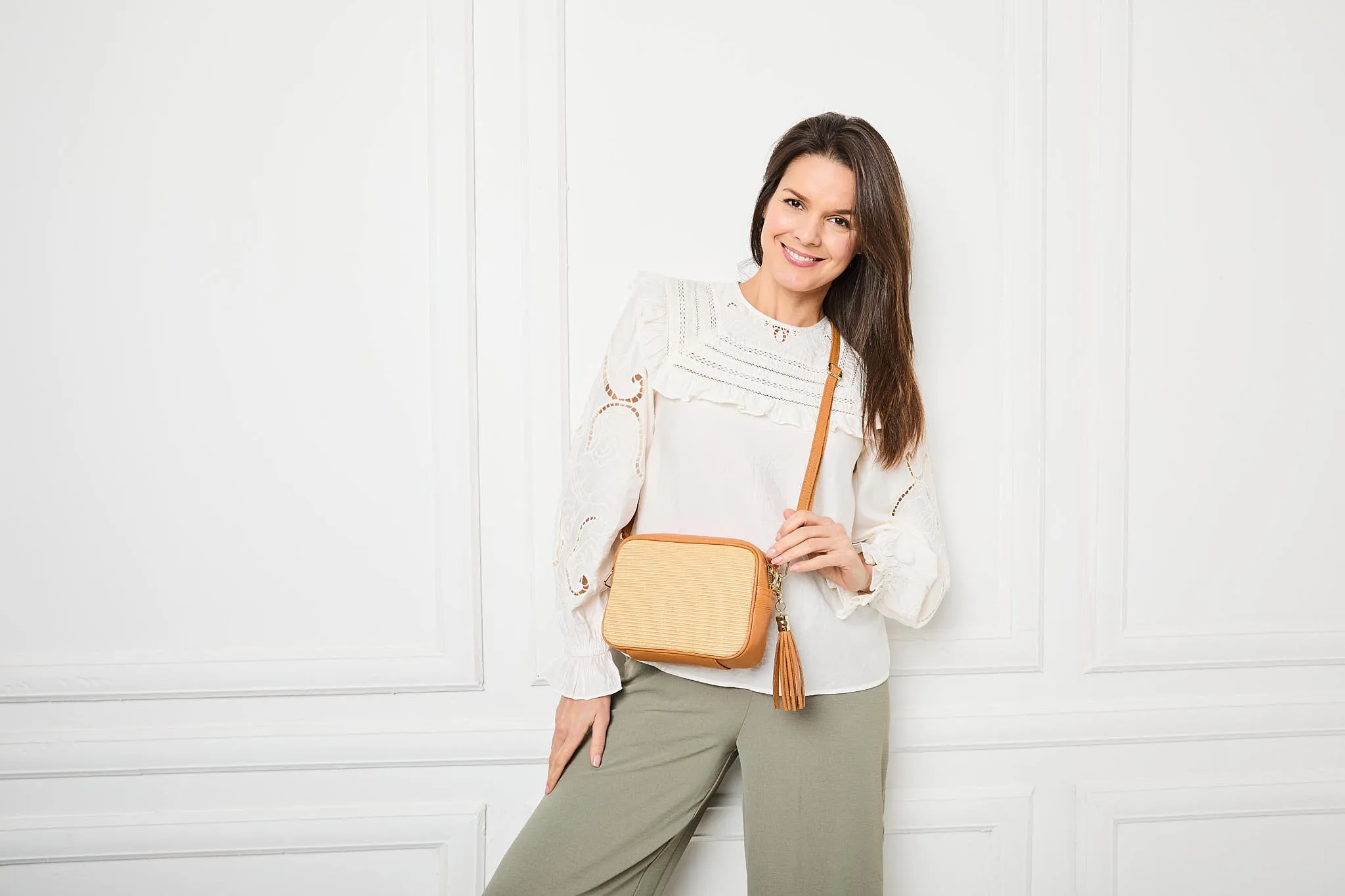 Raffia Crossbody - Camel