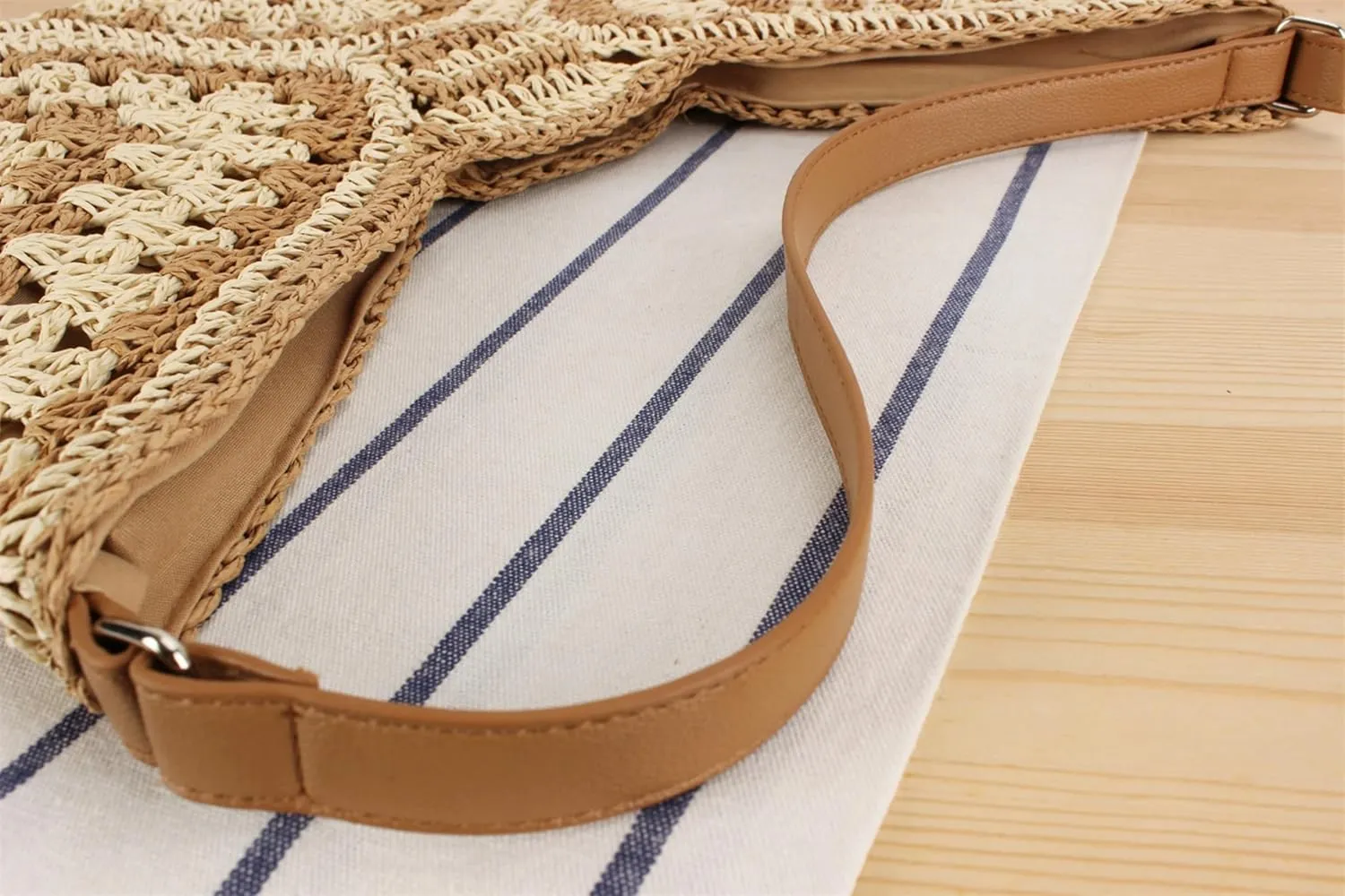Raffia Knitted Handbags for Women Handmade Casual Beach Shoulder Bag Classic Fashion Woven Tote Bag